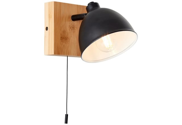 Brilliant Wandleuchte Celia Schwarz matt und Bambus