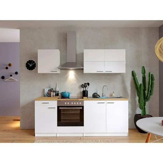 Respekta Küchenzeile KB210WWC 210 cm Weiß