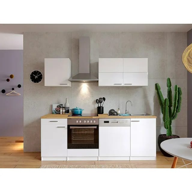 Respekta Küchenzeile KB220WWC 220 cm Weiß