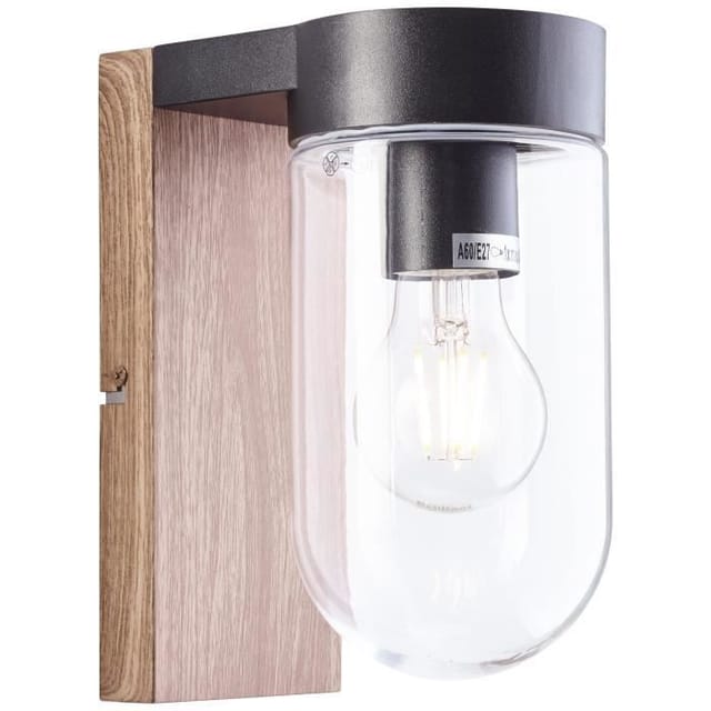 Brilliant Außenwandleuchte Cabar Holz dunkel und Schwarz