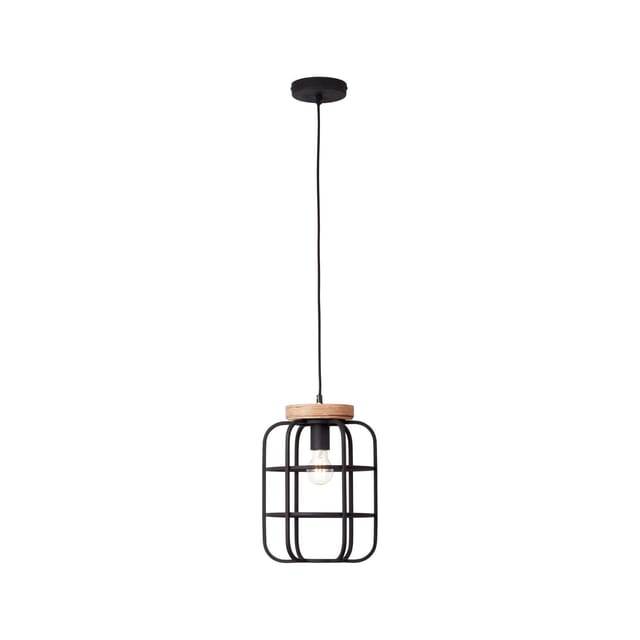 Brilliant Pendelleuchte Gwen 1-flammig Holz und Schwarz Korund