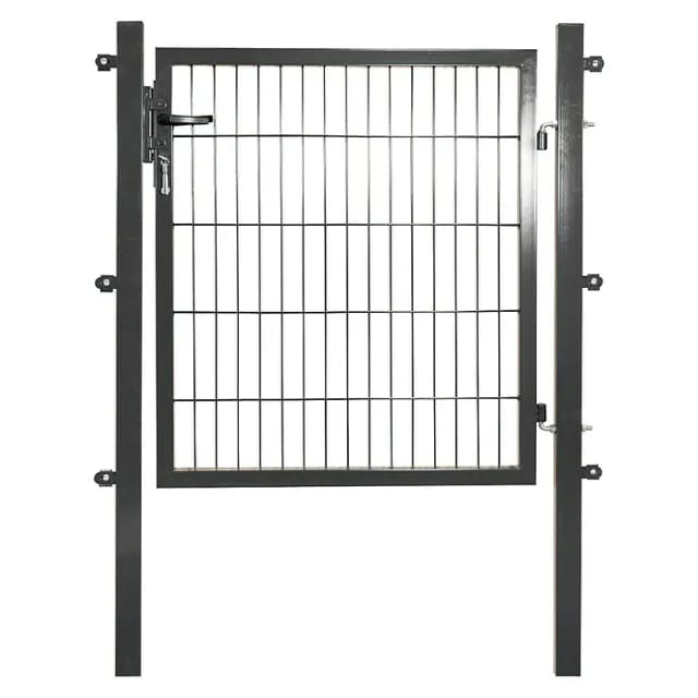 Solid Einzeltor Stahl Anthrazit mit Füllung für Stabmatte 125 cm x 100 cm
