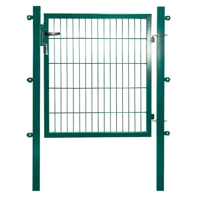 Solid Einzeltor Stahl Grün mit Füllung für Doppelstabmatte 120 cm x 100 cm