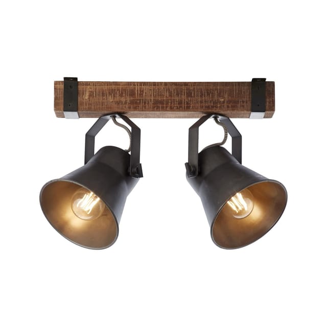 Brilliant Wand Spot Decca 2-flammig Schwarz und Holz