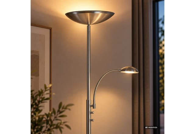 Brilliant LED-Deckenfluter Rosanna mit Lesearm Eisen