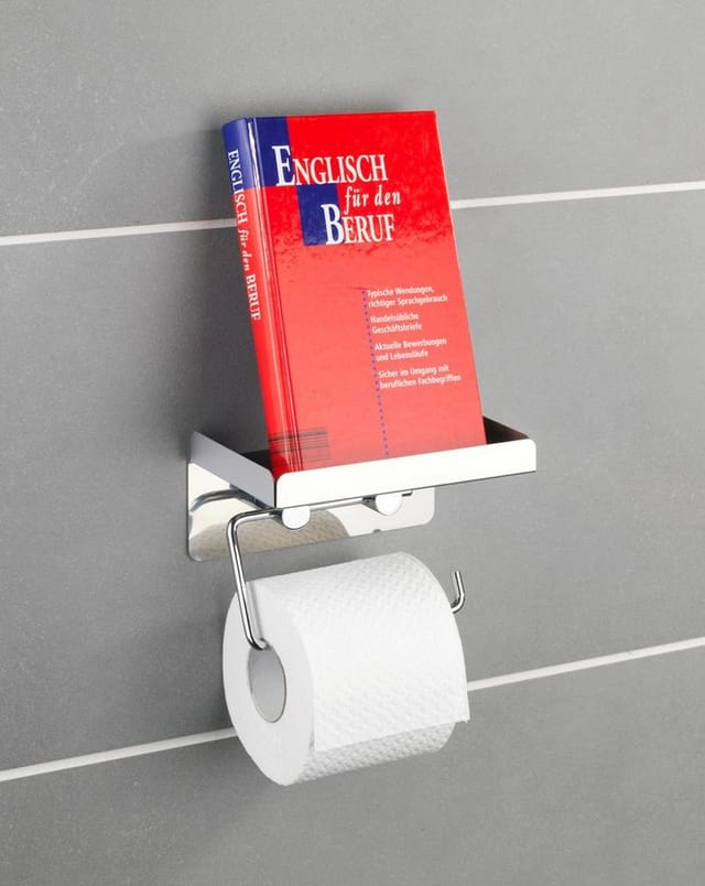 Wenko Toilettenpapierhalter Edelstahl mit großer Ablage