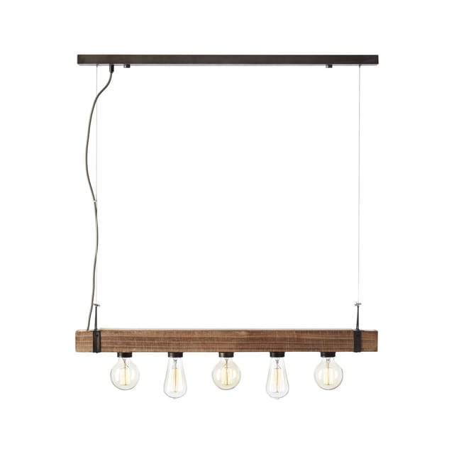 Brilliant Pendelleuchte Woodhill 5-flammig Schwarz und Holz