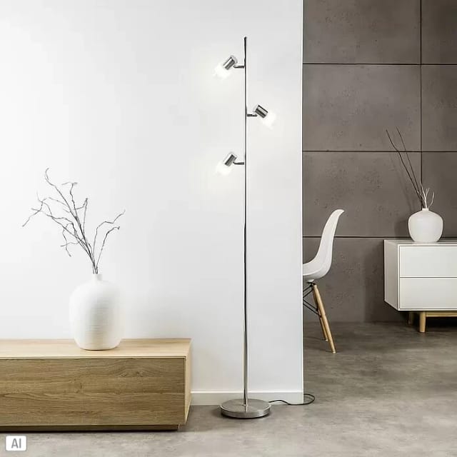 Brilliant LED-Standleuchte Lea 3-flammig Eisen und Chrom