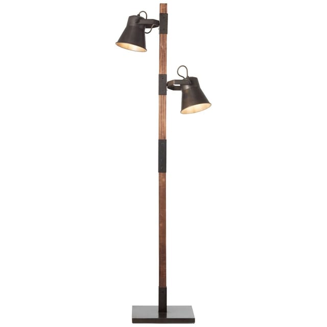 Brilliant Standleuchte Plow 2-flammig Schwarz Stahl und Holz