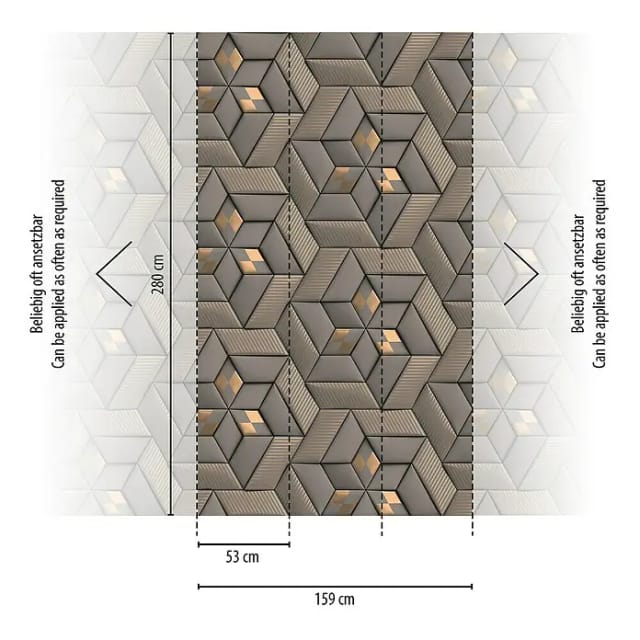 A.S. Creation Fototapete 3D-Grafik 1,59 m x 2,8 m Grau-Gold FSC®