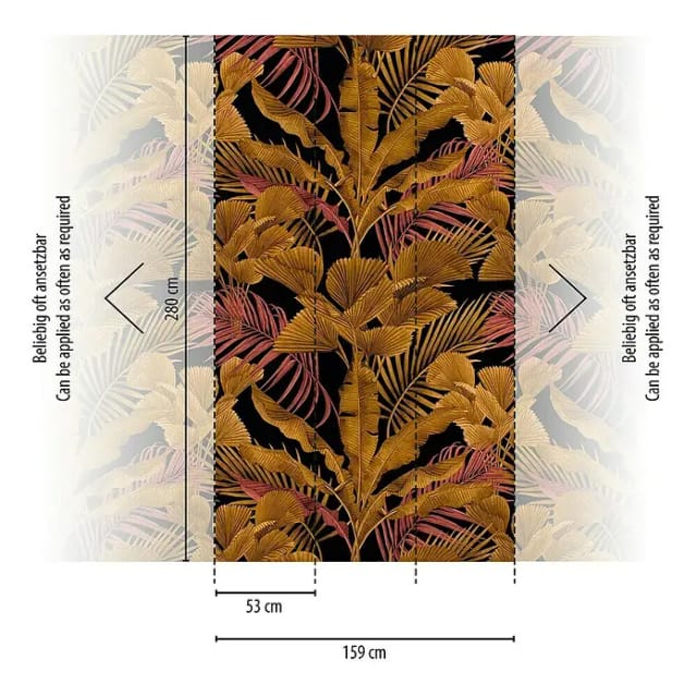 A.S. Creation Fototapete Dschungel 1,59 m x 2,8 m Gold-Rosa FSC®