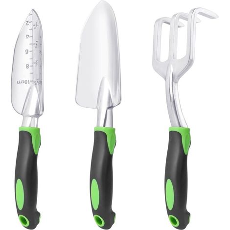 Gartenwerkzeug-set – Schaufel, Rechen, Pflanzspaten – Dickes Aluminium 2 Mm & 7 Mm – Zum Jäten, Pflanzen Und Auflockern Des Bodens – 3-teilig