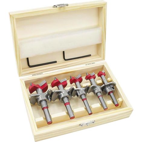 Holzbohrer – Durchmesser 15, 20, 25, 30, 35 Mm – Tiefenanschlag Einstellbar 10–40 Mm – Für Elektrische Bohrmaschinen Und Tischbohrmaschinen – 5er-pack