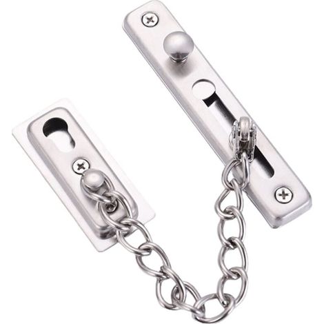 Türkette – Edelstahl-kettenschloss – Für Innentüren Und Nebeneingänge – Oberfläche: Gebürstetes Nickel – 1 Stück