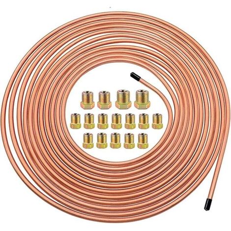 Bremsschlauch - Kupfer-nickel Ø 4,75 Mm - Länge 7,62 M - Für Brems- Und Kraftstoffsysteme - Set Mit 16 Anschlüssen
