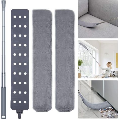Teleskop-mikrofaserbesen – Verstellbarer Stiel 79–155 Cm – Für Ecken Und Nischen – 2 Bezüge Inklusive