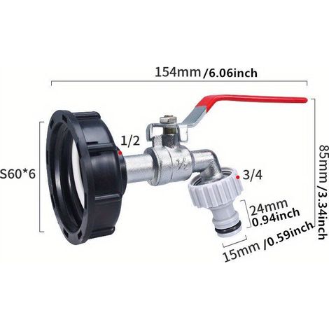 Ibc-tankadapter – S60x6-gewinde Auf 1/2-zoll-anschluss – Für Regenwassernutzung Und Bewässerung – 1 Stück