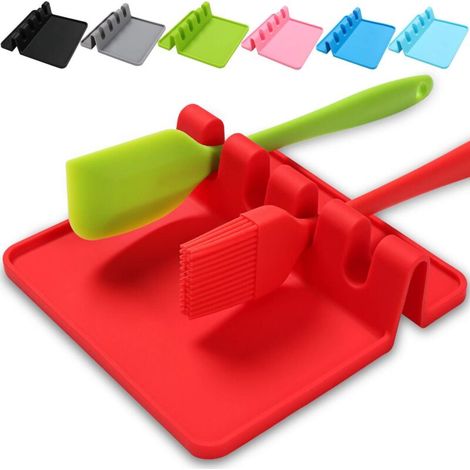 Küchenutensilienablage – Silikonhalter Mit Abtropffläche – Für Küche Und Grill – Rot – 1 Stück