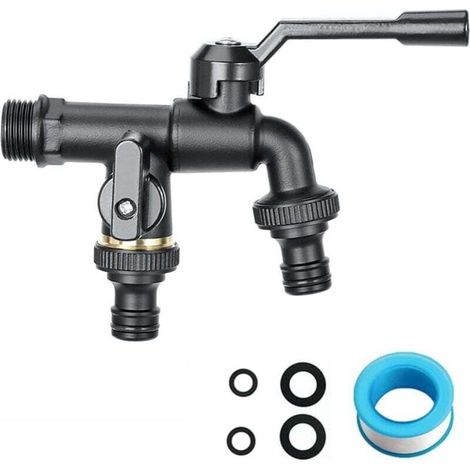 Doppelter Außenwasserhahn – Messing – 1/2-zoll-zulauf – 2 X 3/4-zoll-auslässe – Für Garten, Zisterne, Waschmaschine – 1 Stück