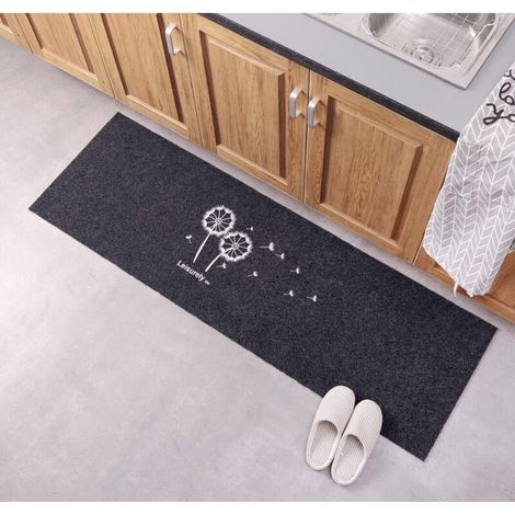 Fußmatte – 40 X 120 Cm – Rutschfeste Gummirückseite – Für Drinnen Und Draußen – Schwarzes Löwenzahnmuster