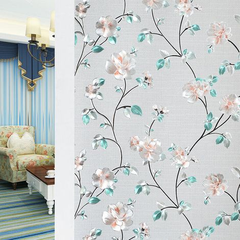 Statisch Haftende Fensterfolie – Jasminblütenmuster – 45 X 100 Cm – Für Fenster, Zuhause, Büro, Badezimmer, Schlafzimmer – 1 Stück