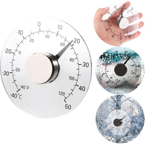 Außenthermometer – Wasserfester Fensteraufkleber – Messbereich -40 Bis 50 °c – Durchmesser 10,7 Cm – Batterielos