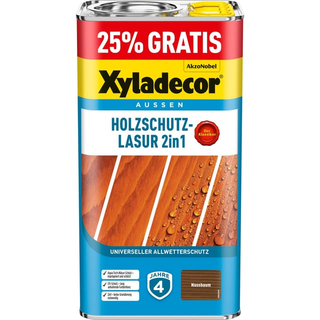 Xyladecor Holzschutz-Lasur 2in1 Promo Nussbaum matt 4 + 1,