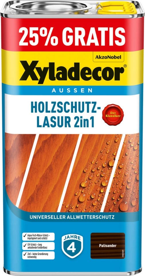 Xyladecor Holzschutz-Lasur 2in1 5l Promo Palisander matt 4 + 1,