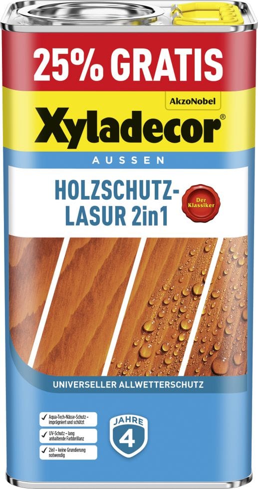 Xyladecor Holzschutz-Lasur 2in1 5l Promo Eiche Hell matt 4 + 1,