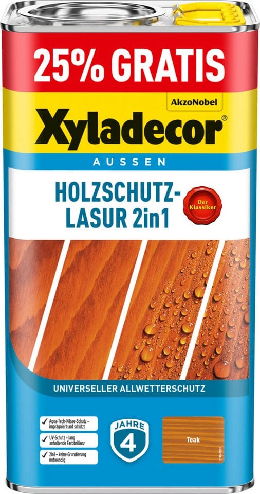 Xyladecor Holzschutz-Lasur 2in1 5l Promo Teak matt 4 + 1,