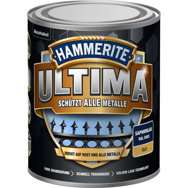 Hammerite Metallschutz-Lack Ultima Matt 750 ml Saphirblau RAL5003
