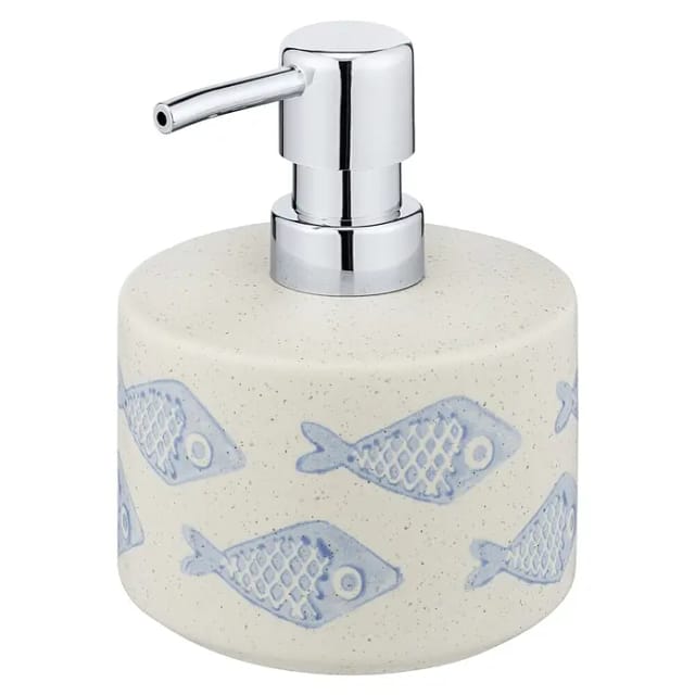 Wenko Seifenspender Aquamarin Keramik Beige Handbemalt