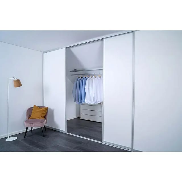 Schiebetür-Baupaket Profil Silber Dekor Uni Signalweiß 1022 mm x 2600 mm