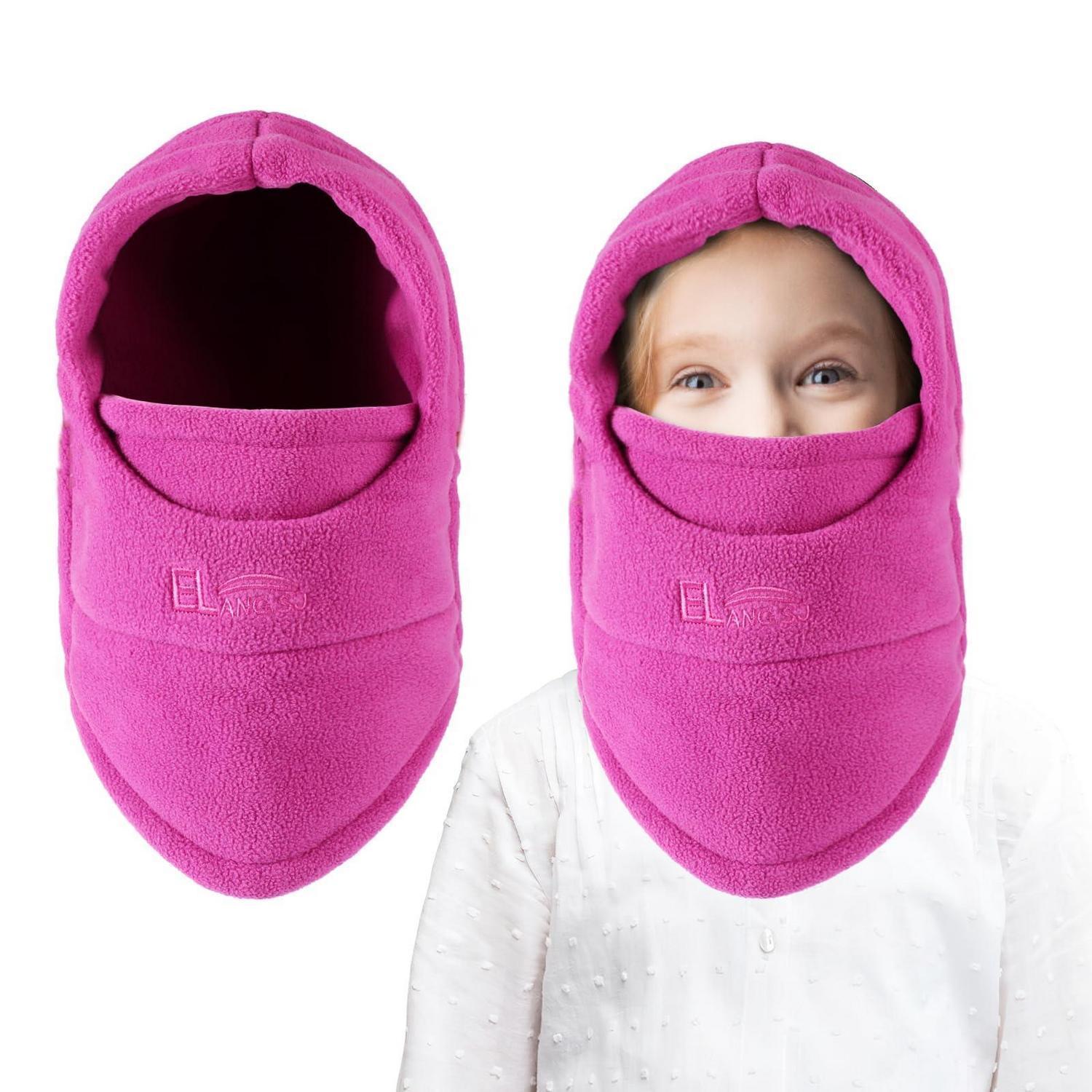 Kinder Sturmhaube Thermo Fleece Winddicht Verstellbar Für 4-12 Jahre, Rosa