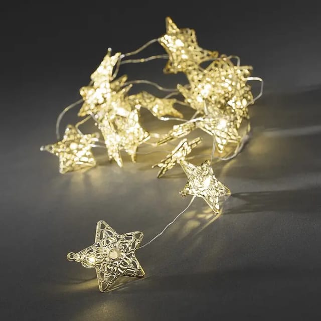 Konstsmide LED Dekokette Metallsterne Gold 20 Warmweiß