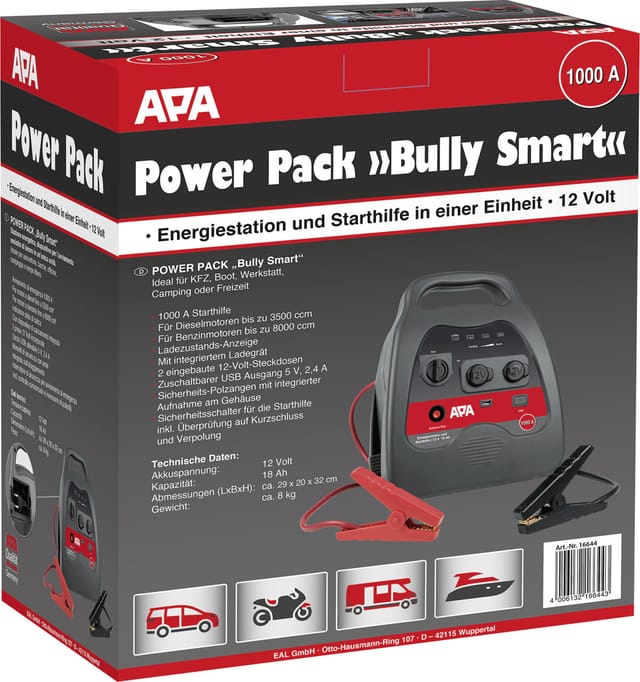 Apa Powerpack Starthilfe und Energiestation Bully Smart 16644