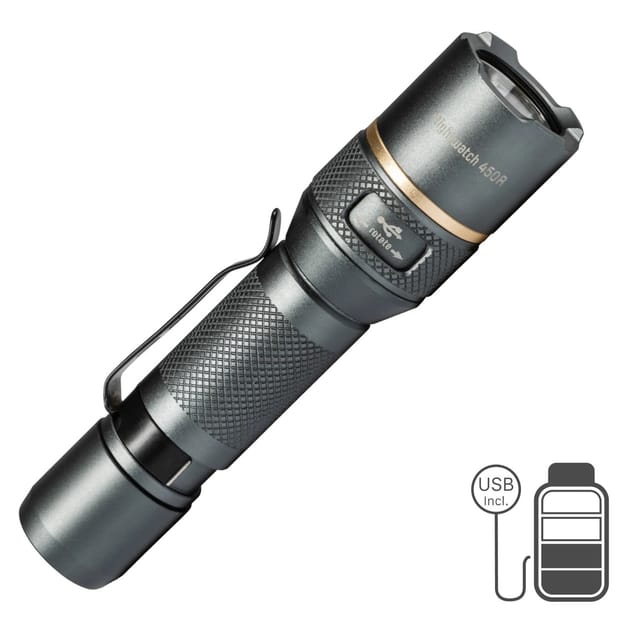 LED's Work Akku-Taschenlampe 450lm 5000K IPX7 dimm- und zoombar