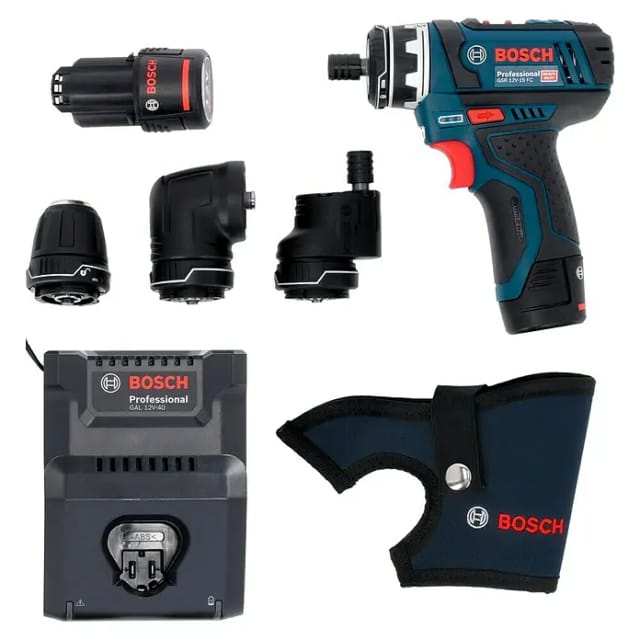 Bosch Professional Akku-Bohrschrauber GSR 12V-15 FC mit 2x2Ah, Zubehör in L-Boxx