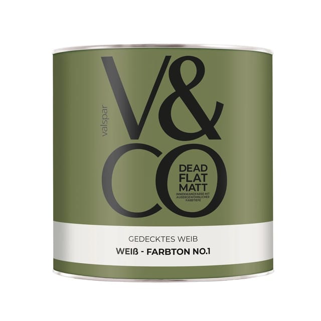 V&CO Premium-Innenfarbe Dead Flat Matt Weiß Farbton 1 Gedecktes Weiß 2,5,