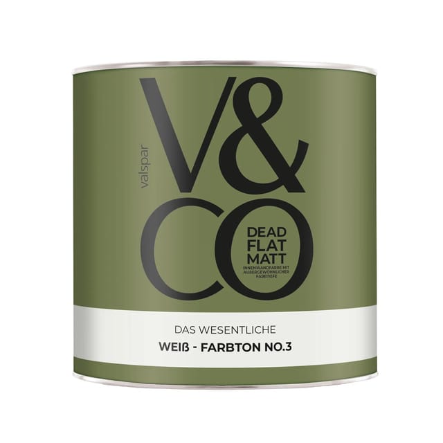 V&CO Premium-Innenfarbe Dead Flat Matt Weiß Farbton 3 Das Wesentliche 2,5,