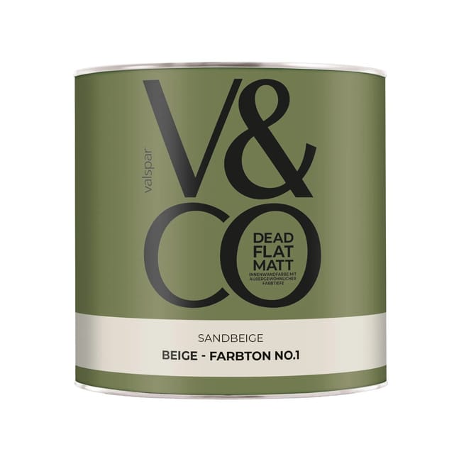 V&CO Premium-Innenfarbe Dead Flat Matt Beige Farbton 1 Sandbeige 2,5,