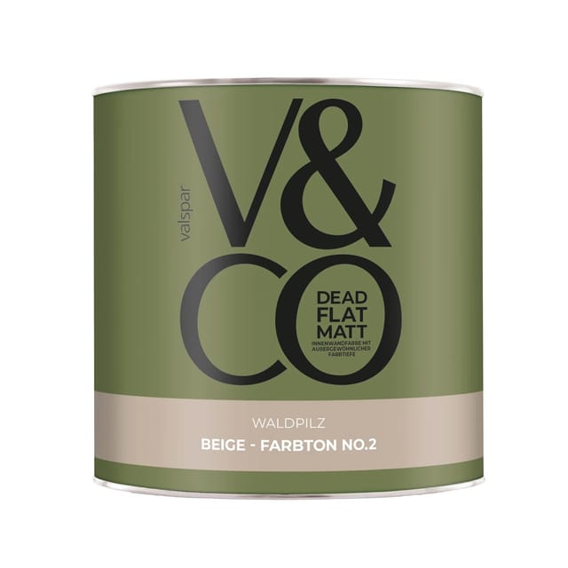 V&CO Premium-Innenfarbe Dead Flat Matt Beige Farbton 2 Waldpilz 2,5,
