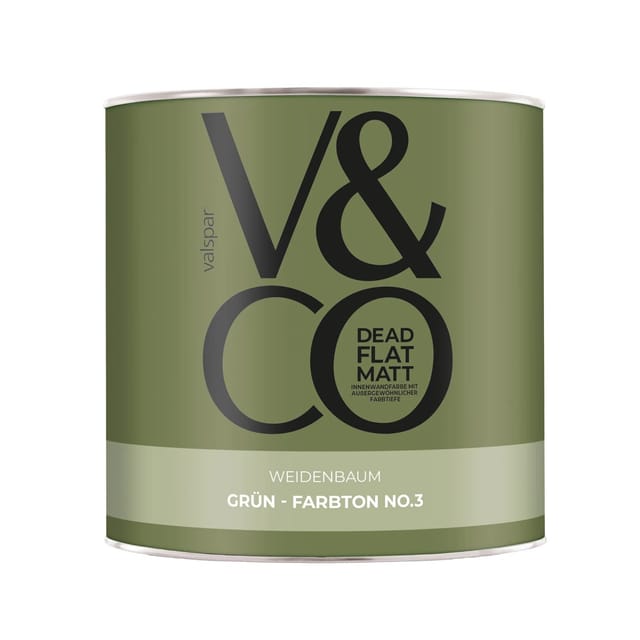 V&CO Premium-Innenfarbe Dead Flat Matt Grün Farbton 3 Weidenbaum 2,5,