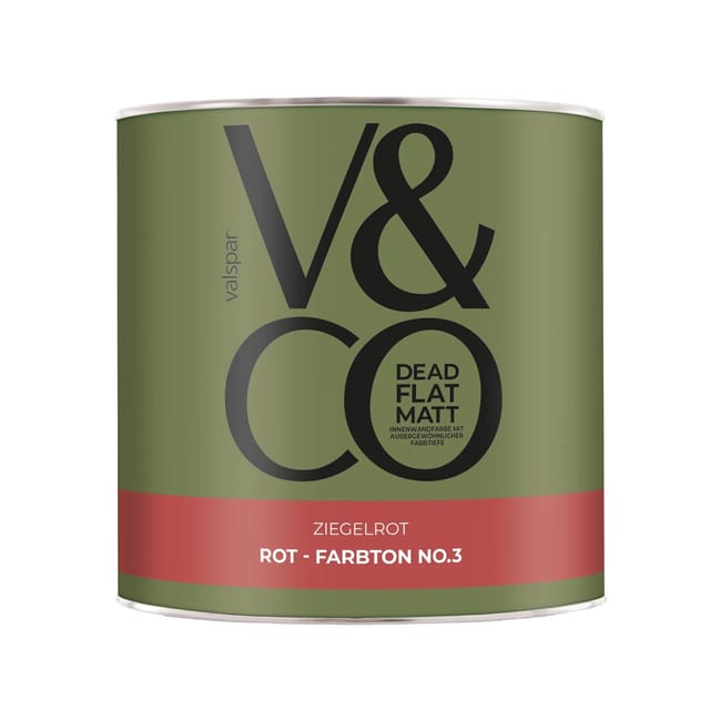 V&CO Premium-Innenfarbe Dead Flat Matt Rot Farbton 3 Ziegelrot 2,5,