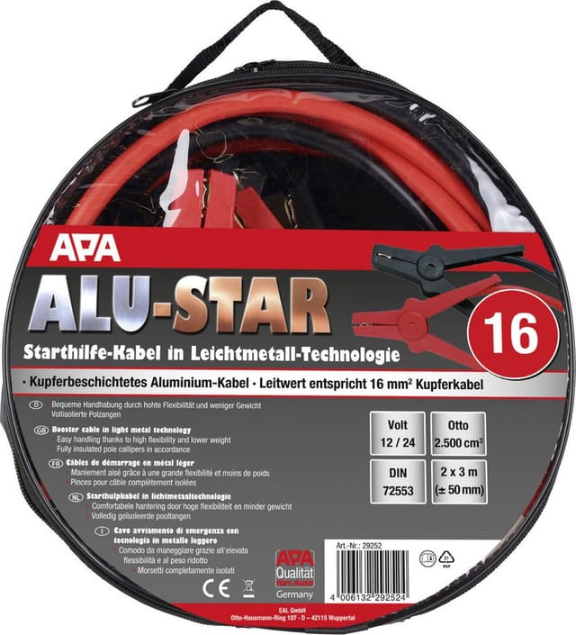 Apa Starthilfekabel Alu-Star Kupfer/Alu 16 mm² Rot-Schwarz