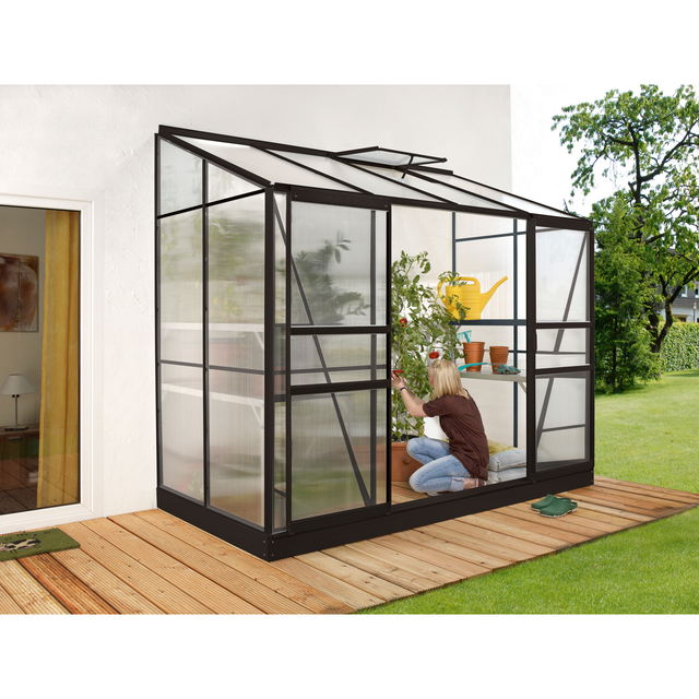 Vitavia Anlehn-Gewächshaus Ida 3300 mit 4 mm HKP 3,3 m² Schwarz