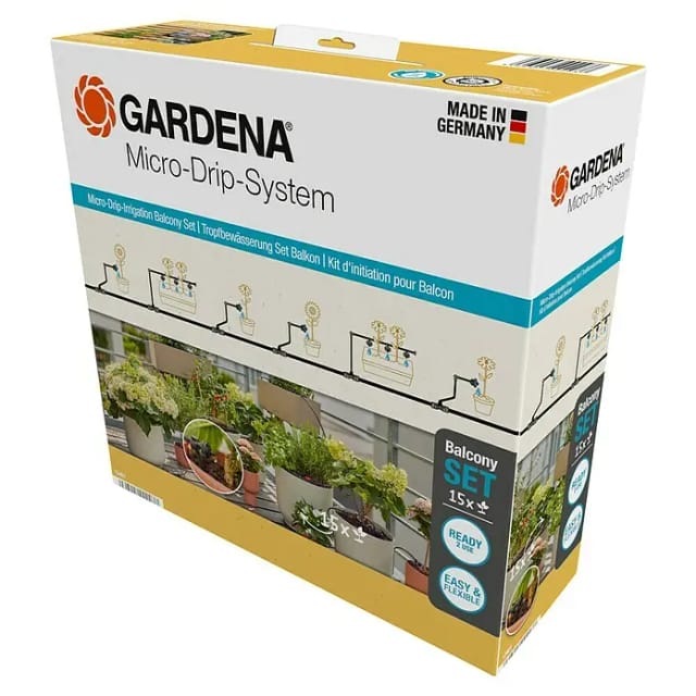 Gardena Tropfbewässerung Set Balkon (15 Pflanzen) Starter Set