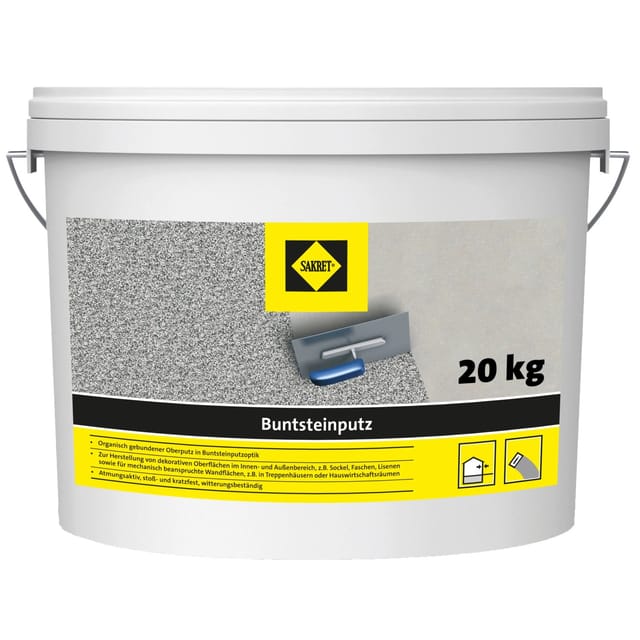Sakret Buntsteinputz 2 mm Körnung Weiß-Schwarz 20 kg
