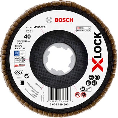 Bosch Fächerschleifscheibe X-Lock X551 Ø 125 mm x 22,23 mm K40