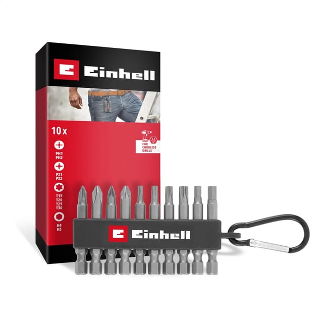 Einhell Bit-Set im Taschenformat mit Karabiner 10-teilig 50 mm